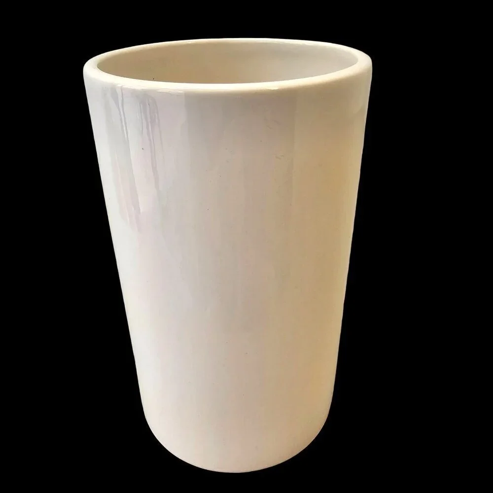 Wattisfield Ware Suffok England Mid-Century Pottery White Cylinder Vase 6